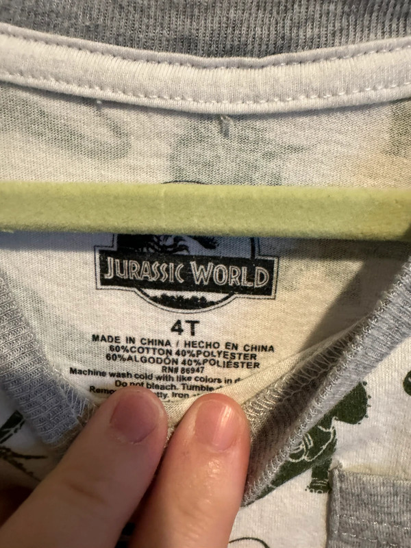 4T Jurassic World Green / Gray / White T-Shirt 3