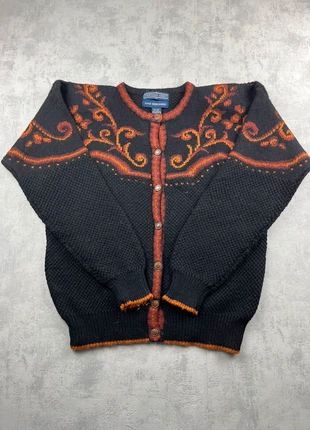 Gilet cardigan vintage en laine noir à motifs oranges - M, marke: Vintage Dressing, zustand: Sehr gut, größe: M / 38 / 10, 34,00 €, 36,40 € inklusive Vinted-Käuferschutz