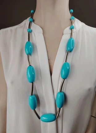 colar grande azul, collier grand bleu, large blue necklace, collana grande blu, collar grande azul, marca: Vintage Dressing, estado: Muito bom, €5.00, €5.95 inclui Proteção do Comprador
