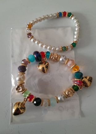 🌺 Due braccialetti elastic cuoricini elastische Armbänder bracelets élastiques pulseras elasticas 🌺, condizioni: Nuovo con cartellino, €4.50, €5.43 include la Protezione acquisti