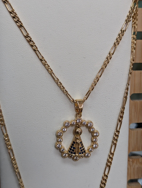 Gold Plated chin necklace with Virgen De San Juan pedant 4