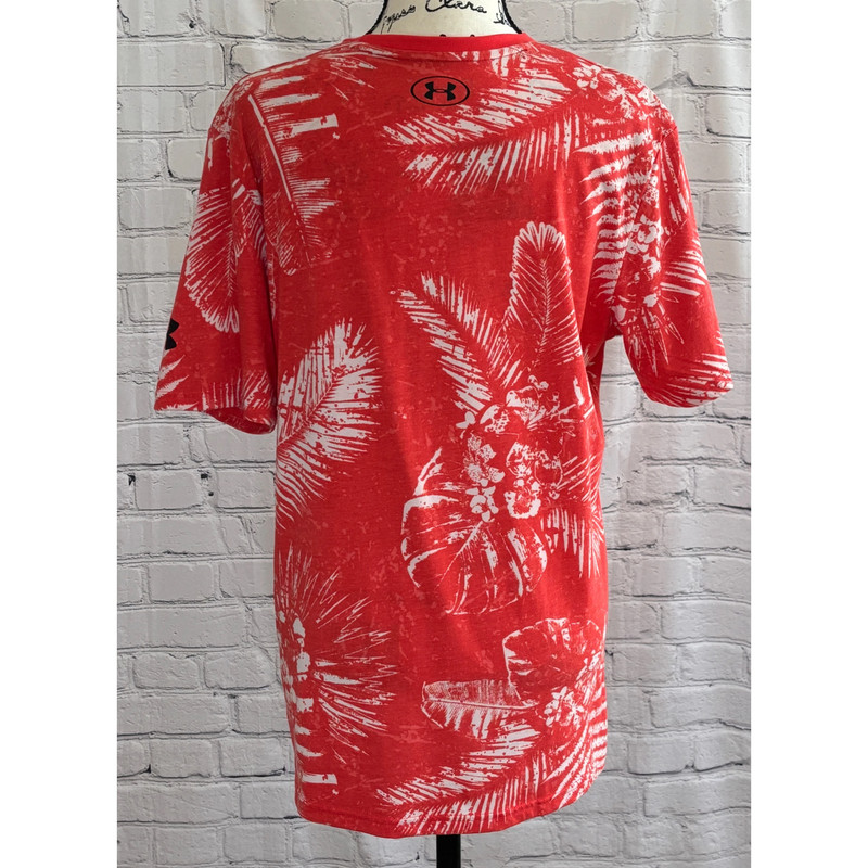 NEW Under Armour Men's Project Rock Red Aloha Warrior Man T-Shirt (Size M) 4