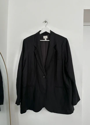 Blazer en lin noir H&M, marque: H&M, état: Neuf sans étiquette, taille: L / 40 / 12, 25,00 €, 26,95 € Protection acheteurs incluse