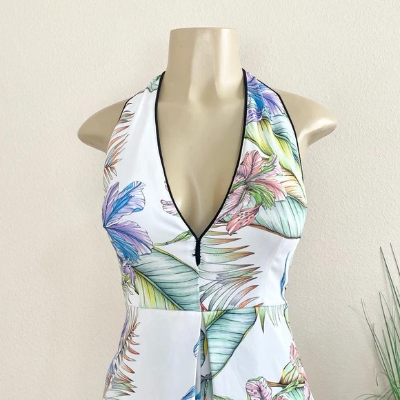 DO + BE | Tropical V-Neck Halter Romper Sz S 5