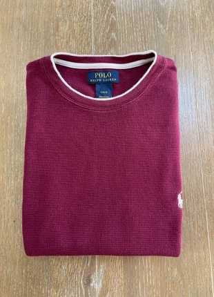 Ralph Lauren Homme Sweat pull col rond nid d'abeille bordeaux logo brodé blanc taille L, marque: Ralph Lauren, état: Très bon état, taille: L, 25,00 €, 26,95 € Protection acheteurs (Pro) incluse