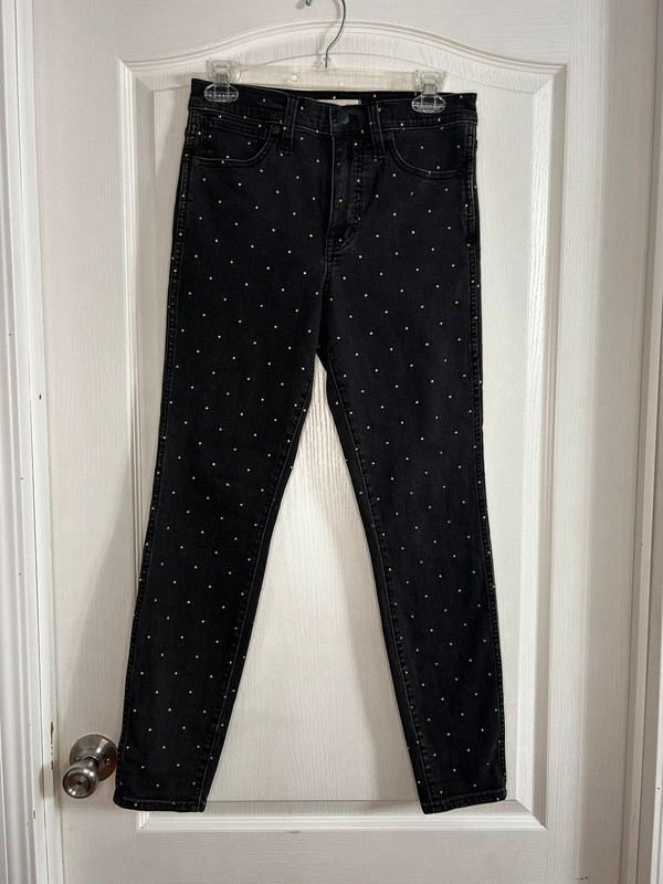 Madewell 10” High Rise Skinny Metallic Dot Jeans Size 27.  2747 1