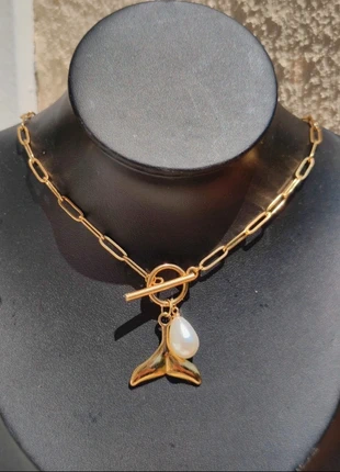 Collier à maille trombone, fermeture OT et pendentif queue de baleine et perle blanche - Acier, marke: Boutique Bohéme, zustand: Neu, 11,50 €, 12,78 € beinhaltet Vinted-Käuferschutz Pro