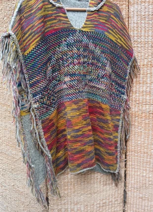 Poncho frangé à capuche TU 38/48 Ajustable aux côtés °40% laine 30% Mohair ° Style Boho | Hippie °, brand: Babacool, condition: Good, size: One size, €18.50, €20.13 includes Buyer Protection