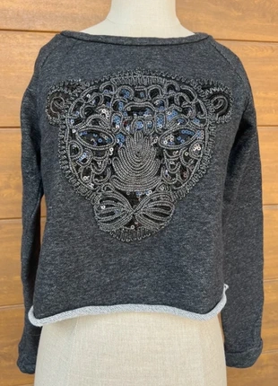 Dunkelgrauer Pullover mit Tigerkopf, merk: Tally Weijl, staat: Heel goed, maat: S / 36 / 8, € 7,00, € 8,05 inclusief Kopersbescherming