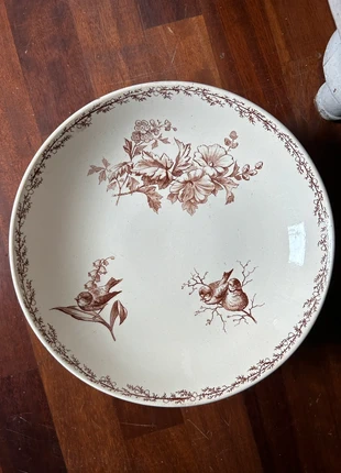 Beautiful antique Creil et Montereau Sylva brown ironstone transferware fruits stand, marca: Creil et montereau, estado: Muito bom, €75.00, €79.45 inclui Proteção do Comprador