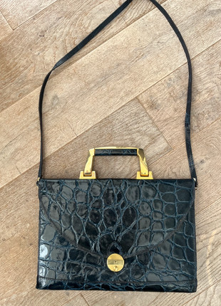 Chique donkerblauwe Italiaans leren tas met crocoleer, marque: merkloos, état: Très bon état, 25,00 €, 26,95 € Protection acheteurs incluse
