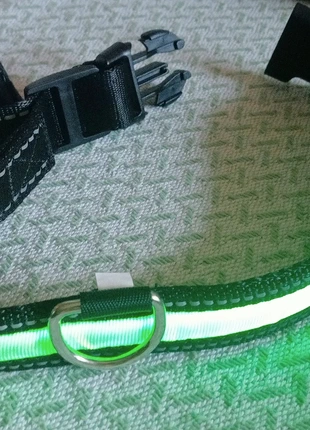 Collar y correa LED luminoso con carga solar recargable para perros, estado: Novo sem etiquetas, tamanho: M, €16.00, €17.50 inclui Proteção do Comprador