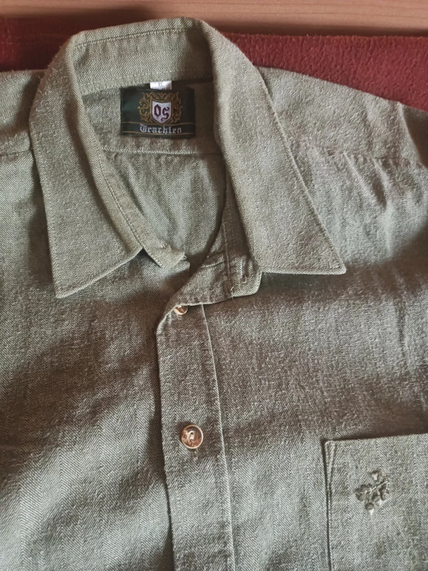 Camicia uomo bavarese Drachlen di cotone vintage originale taglia XL colore verdino  4