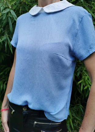 Blouse bleue col claudine taille S, marke: cerise bleue, zustand: Neu, mit Etikett, größe: S / 36 / 8, 25,00 €, 26,95 € inklusive Vinted-Käuferschutz