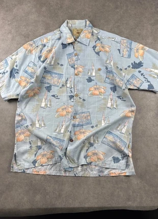 Chemise hawaïenne bleu clair à fleur taille L homme en viscose Joe Marlin - CHE0184, merk: Vintage Dressing, staat: Goed, maat: L, € 6,00, € 7,00 inclusief Kopersbescherming Pro