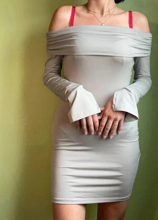 Robe moulante grise épaule dénudé, brand: Jennyfer, condition: New with tags, size: M / 38 / 10, €8.00, €9.10 includes Buyer Protection