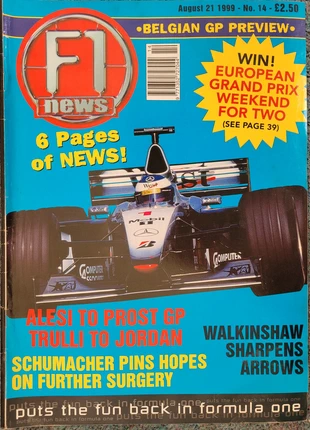 F1 News Issue No. 14, August 1999, condition: Good, £1.50, £2.28 includes Buyer Protection