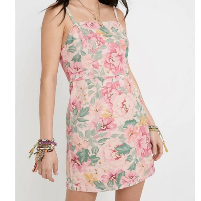 BDG Urban Outfitters pink Floral Denim Mini Dress 5