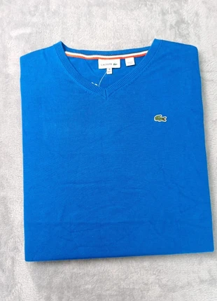 Pull fin col V bleu roi Lacoste homme taille 18 (M/L) 100% coton logo crocodile brodé classique, brand: Lacoste, condition: Very good, size: M, €35.00, €37.45 includes Buyer Protection Pro