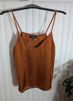 Top à fines bretelles orange rouille satin débardeur années 2000 suit y2k old money top été office, condition: Very good, size: S / 36 / 8, €4.00, €4.90 includes Buyer Protection