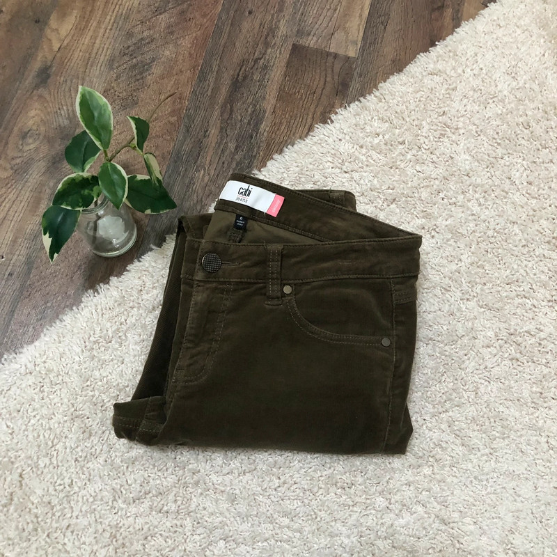 CAbi Size 6 Brown Corduroy Low Rise Skinny Jeans 1