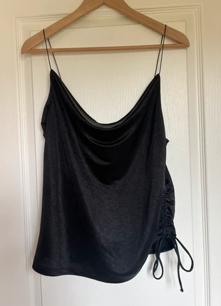 Top débardeur noir satiné col bénitier dos nu lacet Zara 38, brand: Zara, condition: Very good, size: M / 38 / 10, €4.00, €4.90 includes Buyer Protection
