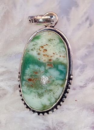 Magnifique pendentif texturé en argent sterling et pierre Chrysoprase sertie, marca: argent sterling, estado: Muito bom, €31.10, €33.36 inclui Proteção do Comprador Pro