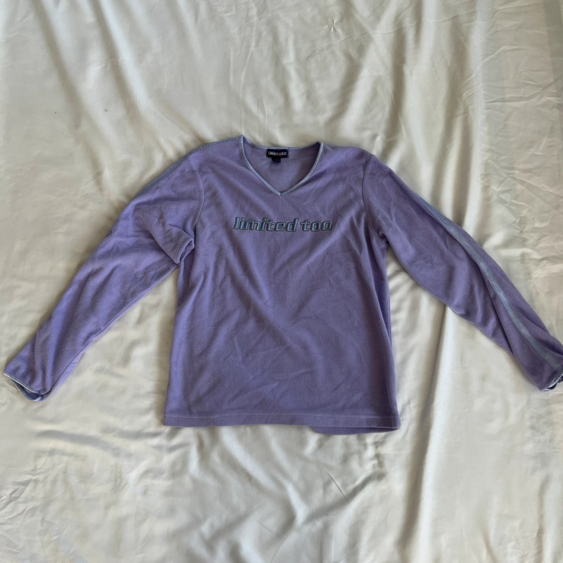 Y2K lilac purple Limited Too fuzzy long sleeve top 1