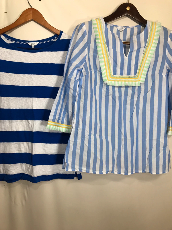 2 Crown & Ivy Blue Striped Blouse Size small 1