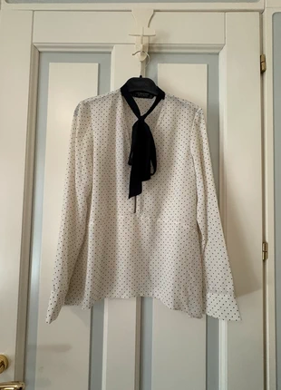 Bluse da donna a maniche lunghe color panna a pois neri, brand Zara, taglia xs, ottime condizioni, marque: Zara, état: Très bon état, taille: XS / 34 / 6, 4,99 €, 5,94 € Protection acheteurs incluse