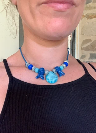 Collier ras de cou 90s perle céramique océan, marca: Vintage Dressing, estado: Muito bom, €5.00, €5.95 inclui Proteção do Comprador Pro