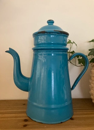 Cafetiere ancienne en tôle émaillée bleue - complète, condition: Good, €25.00, €26.95 includes Buyer Protection