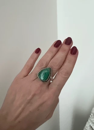 Teardrop Malachite Ring, silver plated, Adjustable, brand: Malachite, condition: Good, size: Adjustable, £12.00, £13.30 includes Buyer Protection