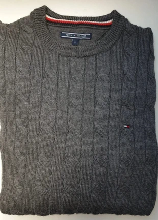 Pull maille torsadée 100% laine gris M Tommy Hilfiger, marke: Tommy Hilfiger, zustand: Sehr gut, größe: M, 74,00 €, 78,40 € inklusive Vinted-Käuferschutz