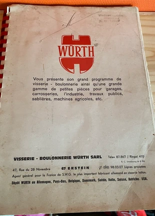 Ancien catalogue Würth France, merk: Würth, staat: Goed, € 25,00, € 26,95 inclusief Kopersbescherming