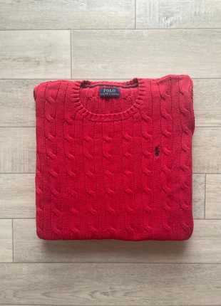 Pull Ralph Lauren torsadé tressé logo brodé couleur rouge taille 116cm-6ans, brand: Ralph Lauren, condition: Very good, size: 6 years / 116 cm, €30.00, €32.20 includes Buyer Protection