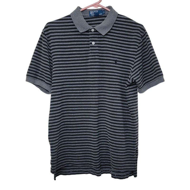 Polo Ralph Lauren Medium Gray and Black Striped Short Sleeve Polo Shirt 1
