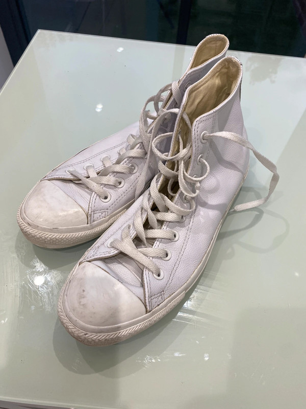 White leather discount converse size 10