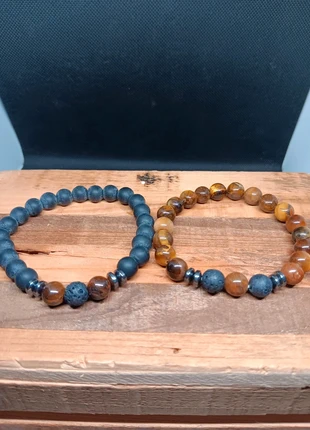 Bracelet de couple en pierres naturelles, marque: lithotherapie, état: Très bon état, 6,00 €, 7,00 € Protection acheteurs incluse
