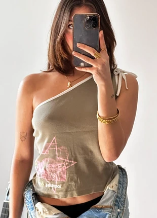 Top vintage je m'en fou y2k style, marca: Vintage Dressing, estado: Bom, tamanho: S / 36 / 8, €19.50, €21.18 inclui Proteção do Comprador