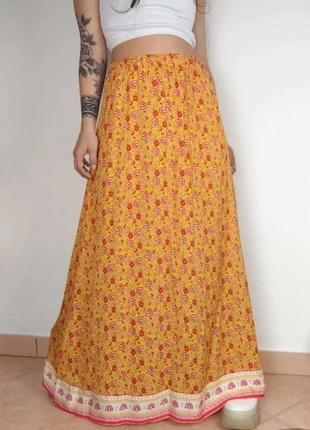 Jupe longue moutarde à motifs vintage faite main taille XS, marque: Vintage, état: Très bon état, taille: XS / 34 / 6, 15,00 €, 16,45 € Protection acheteurs (Pro) incluse