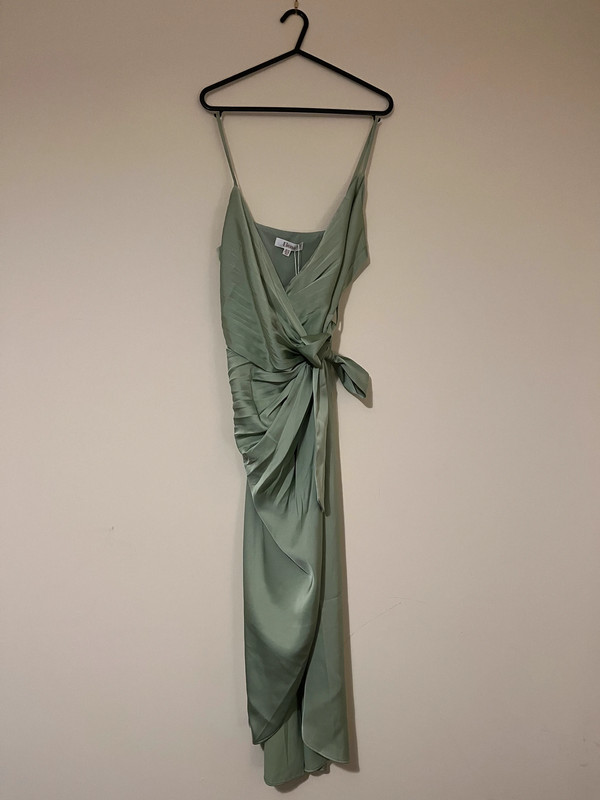 Sage Green Silk Midi wrap dress - Vinted