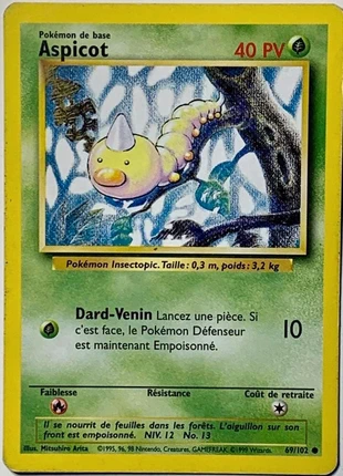 Carte Pokémon Aspicot 40pv 69/102, marque: Pokémon, état: Satisfaisant, 1,00 €, 1,75 € Protection acheteurs (Pro) incluse