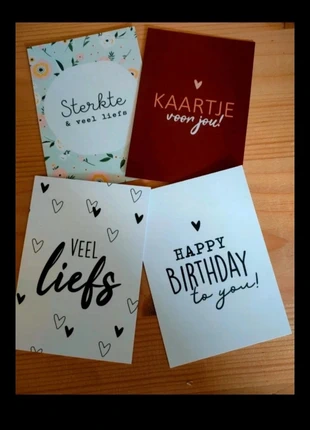 4 lieve kaartjes 10,5x7,5cm met tekst , condizioni: Nuovo senza cartellino, €2.00, €2.80 include la Protezione acquisti Pro