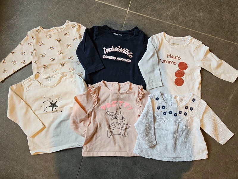 Lot 6 t-shirts bébé fille 1