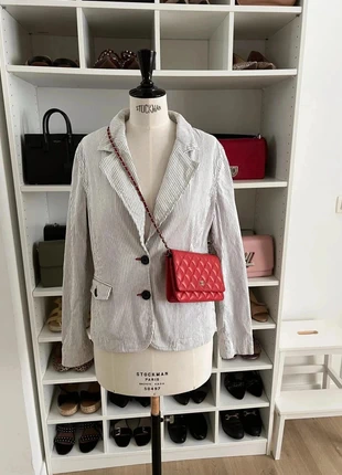 Blazer rayé blanc et bleu S Oliver, taille 44 en très bon état, merk: s.Oliver, staat: Heel goed, maat: XXL / 44 / 16, € 10,00, € 11,20 inclusief Kopersbescherming