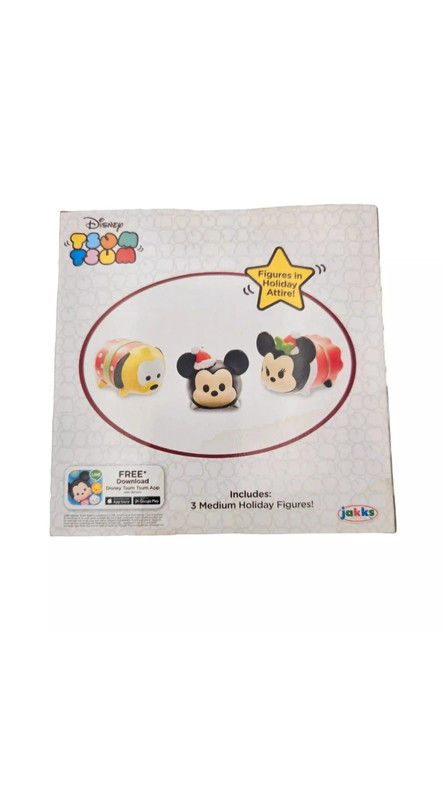 Tsum Tsum Exclusive Holiday Mickey Minnie Pluto Gift Set Playset 2017 NIB 3