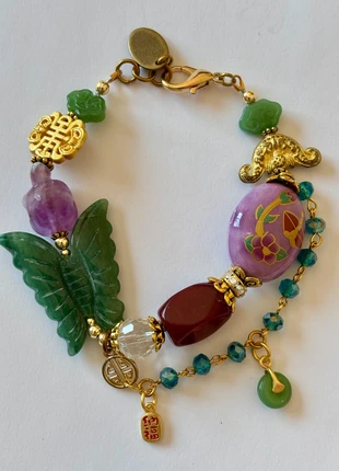 Bracelet bohème Chic de créateur Papillon en aventurine, perle en agate, cristal, fluorite, brand: Fabrication Artisanale, condition: Very good, €159.00, €167.65 includes Buyer Protection Pro