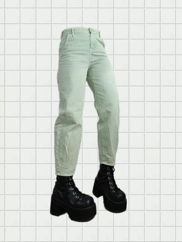 Y2k Pastel Green High Waist Straight Tapered Jeans - Pantalon pastel 2