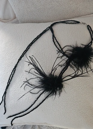 Collier fantaisie noir avec plumes, staat: Nieuw zonder prijskaartje, € 13,90, € 15,30 inclusief Kopersbescherming